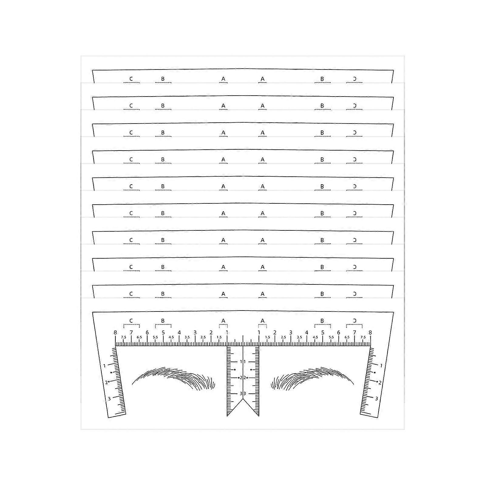 100 Clear Eyebrow Stencils with Measurement Scale for Precise Makeup