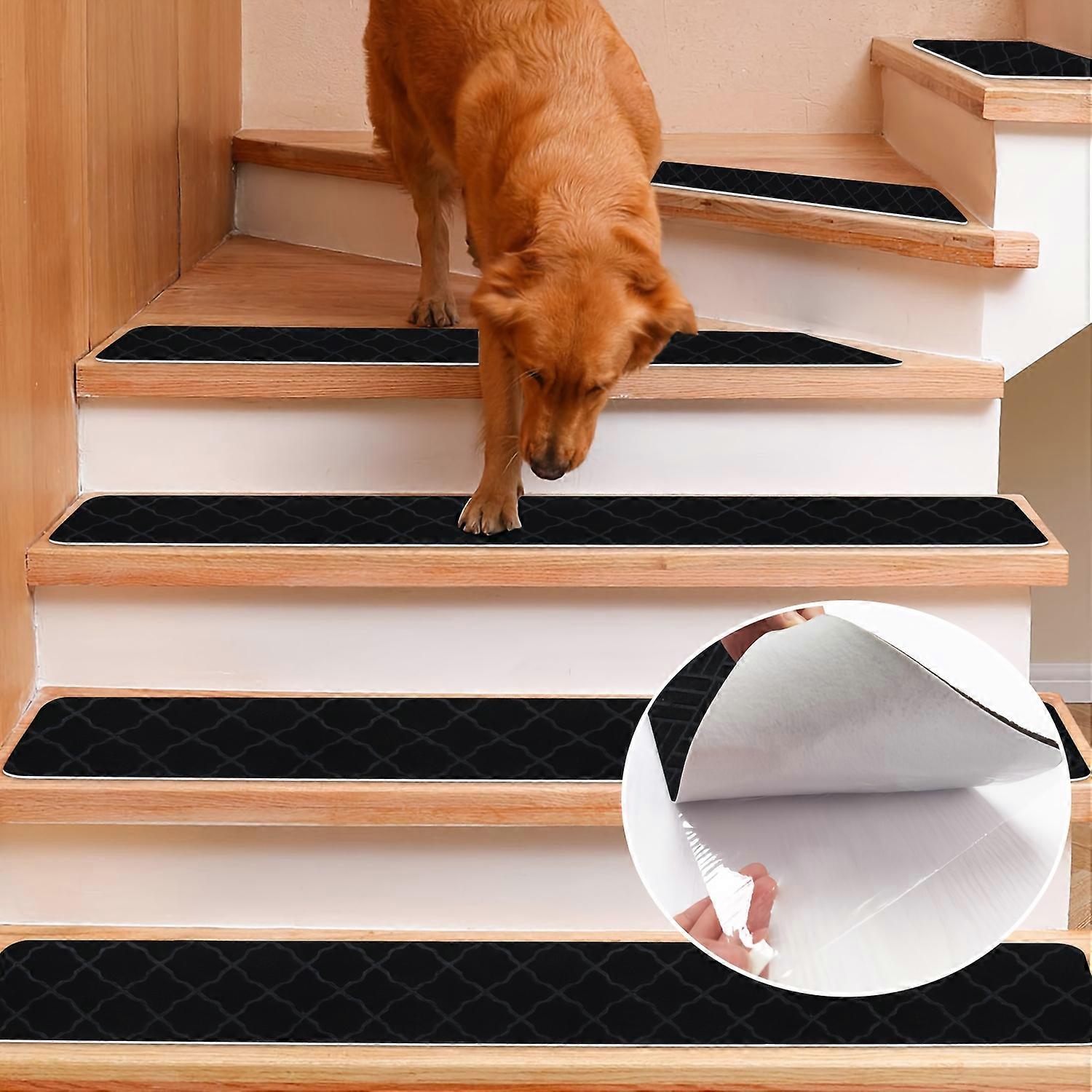 4 Pack Stair Treads Traction Mats - Easy-Install, Non-Slip, Self-Adhesive Design for Secure Footing - 8x30 Size for Hardwood Floors, Basement Safety,
