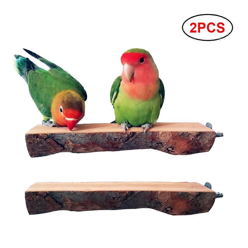 2PCS木製バードパーチスタンドオウムプラットフォームハンギングパーチおもちゃバードケージアクセサリー