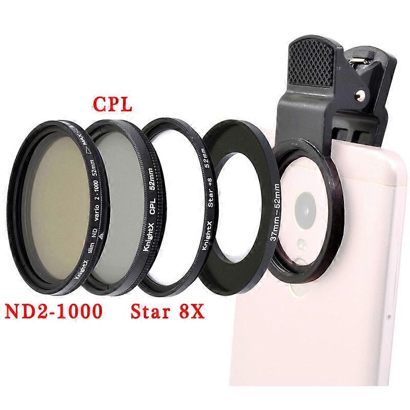 Accessoires universels pour téléphones portables, objectif macro 52 mm, objectif Star 4, 6, 8 lignes, filtre pour appareil photo, mobile Android