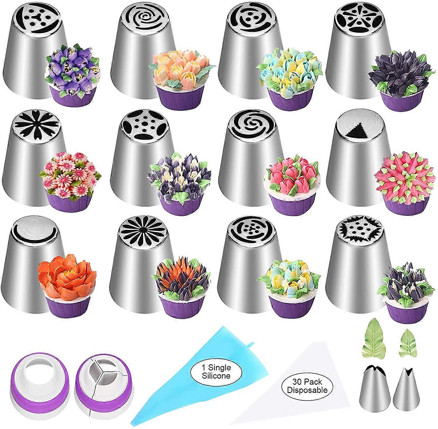 47-Piece Set Russian Piping Nozzle Set 12 Russian Piping Nozzle 2 Large Converter 2 Leaf Nozzle