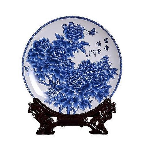 Decorative Trays-Prosperity-Blue & White Wealth Plate