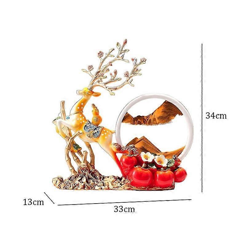 3D Deer Sculpture Moving Sand Art Picture - Decor For Office & Bookshelves