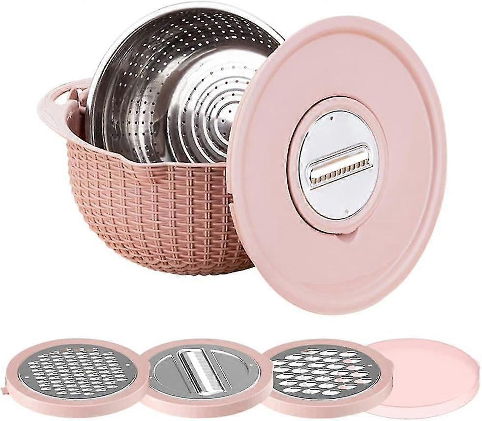 4-in-1 Colander With Mixing Bowl Set, 2024 New Food Strainers And Colanders Set For Kitchen, Rotatable Fruit And Veggie Washer, Salad Spinner
