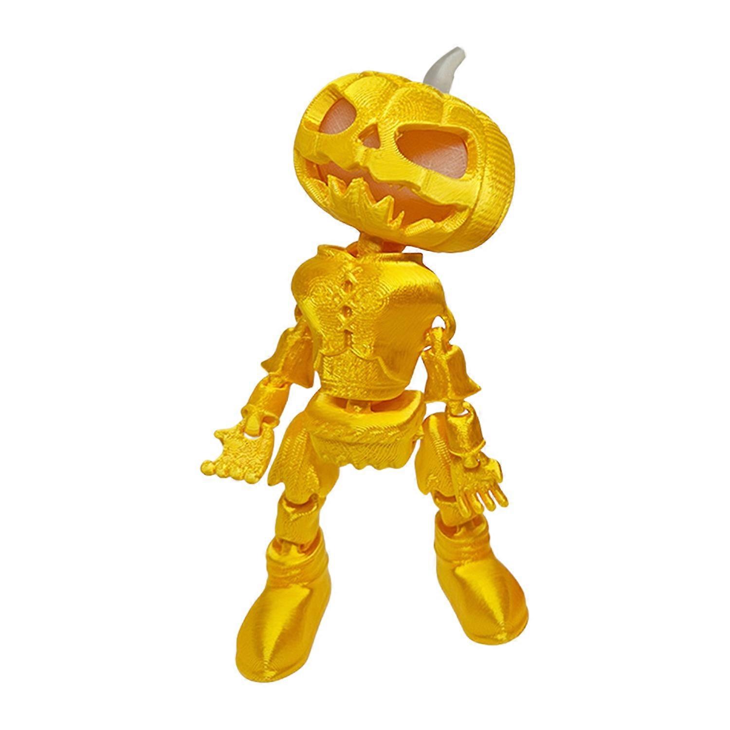 Halloween Pumpkin Figurine Glow-in-the-Dark Pumpkin Man Figurine with Movable Joints Flameless Jack