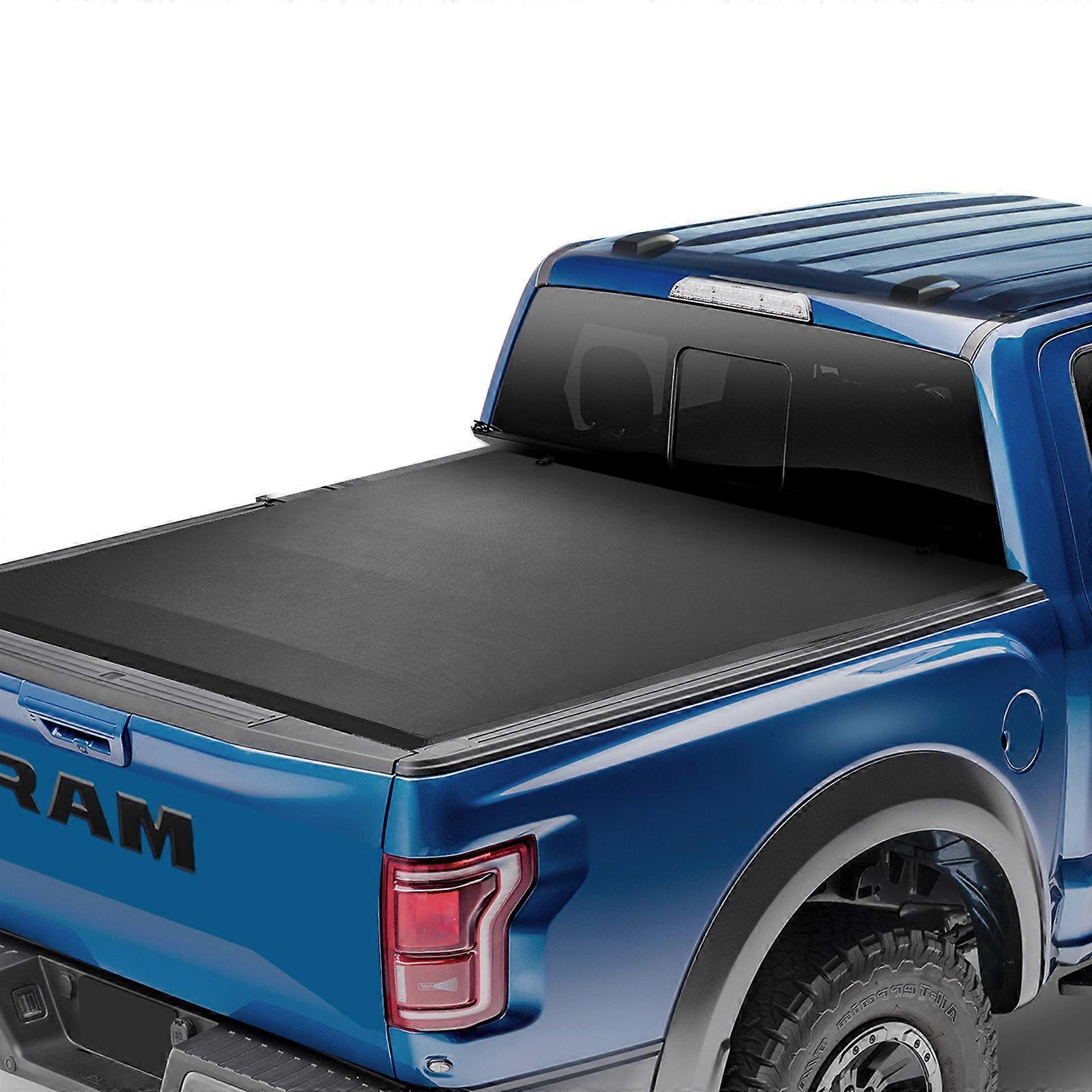 Quad-Fold Truck Bed Tonneau Cover, Συμβατό με 2002-2024 Dodge Ram 1500 (Συμπ. Κλασικό & Νέο), 2003-2024 Dodge Ram 2500 3500, Μαύρο