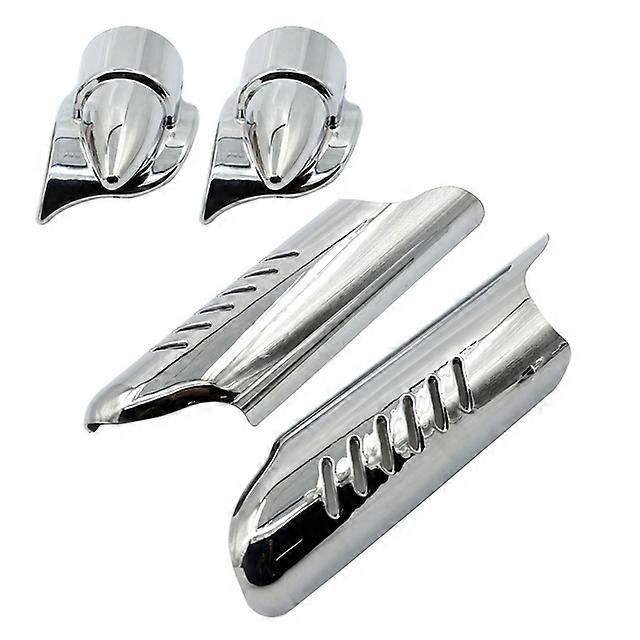 Pack-2 Motorcycle Fork Lower Leg Deflectors Shield Cover Chrome For Harley Touring Road King Electra Glide FLHT FLH FLTR 00-13