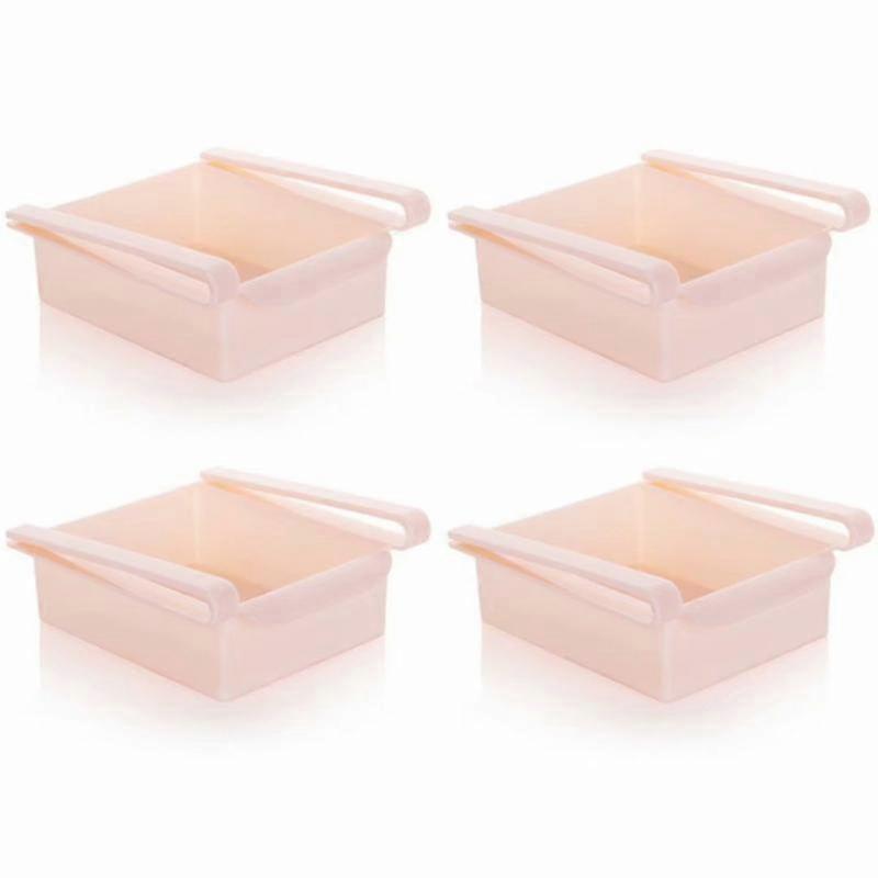 Kitchen refrigerator pull-out partition storage box (pink*4)