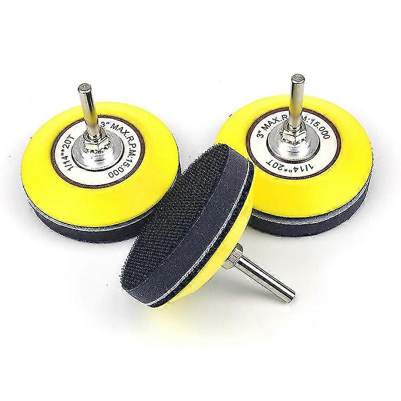 3 Inch (75mm) Hook and Loop Sanding Pad for Sanding Discs with 6mm Dia Shank Drill Attachment + Buf