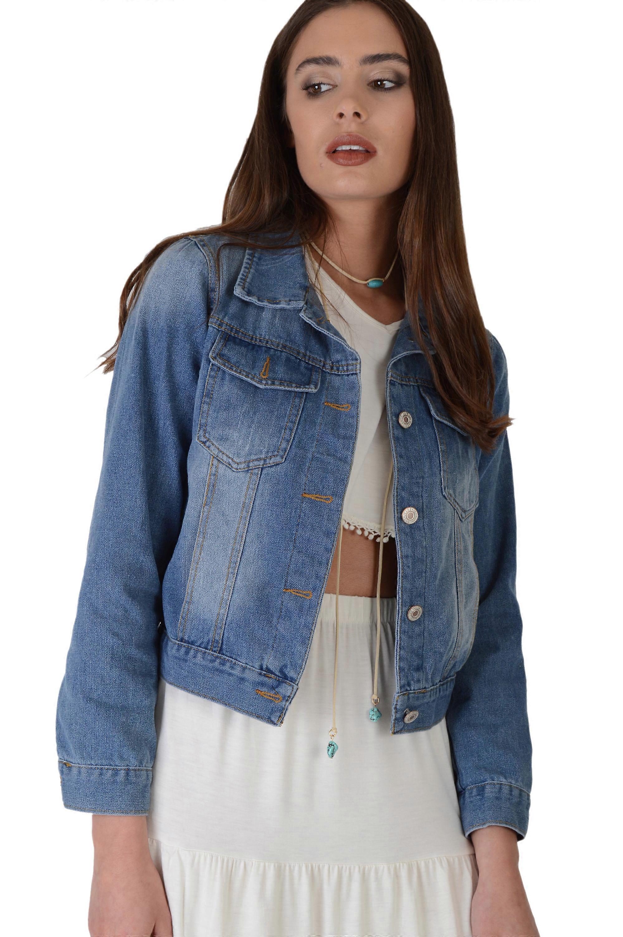 Lovemystyle Light Acid Wash Cropped Denim Jacket