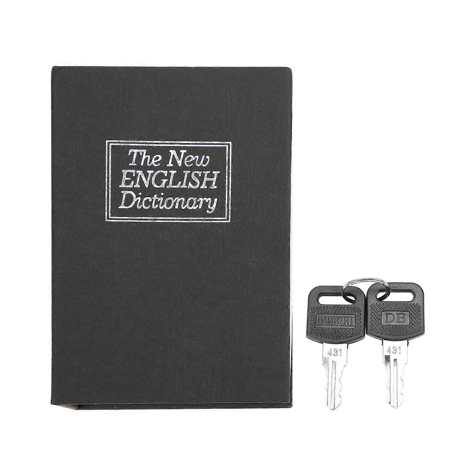 Book Safe Black Practical Saving Box with Key for Storing Small Valuable Items Money