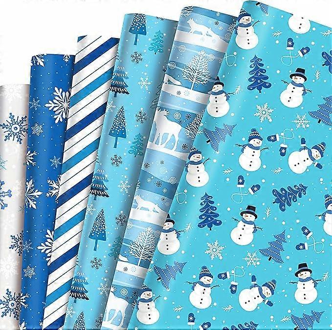 lyroiphic Christmas Wrapping Paper - 12 Sheets (50 x 70 cm) Christmas Paper with Christmas Tree, Santa, Snowman, Snowflake - DIY Craft Paper for Gift
