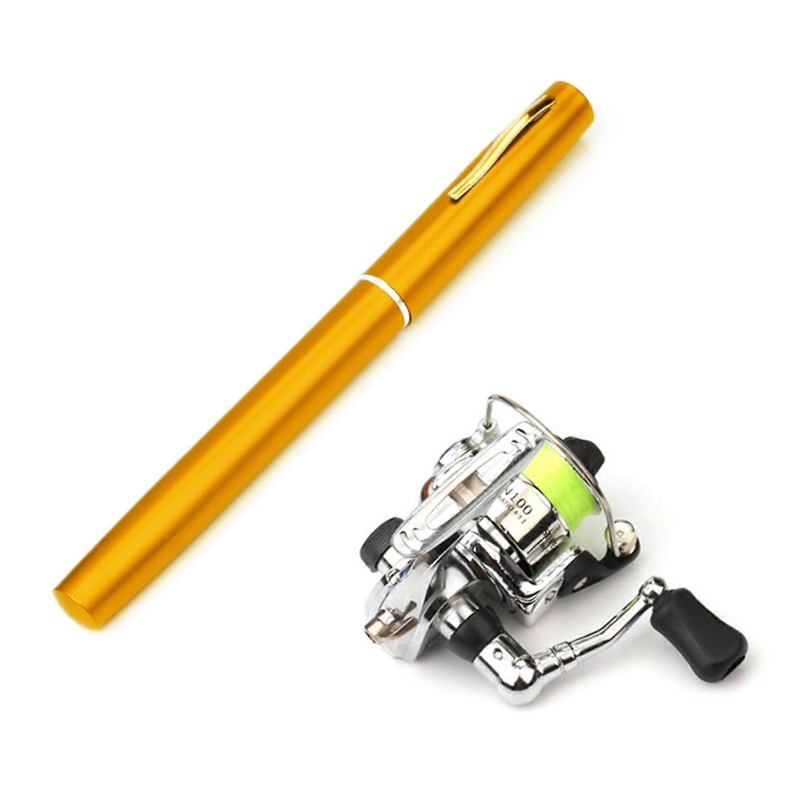 Collapsible Fishing Rod Reel Combo Mini Pen Fishing Pole Kit Telescopic Fishing Rod Spinning Reel Combo Kit