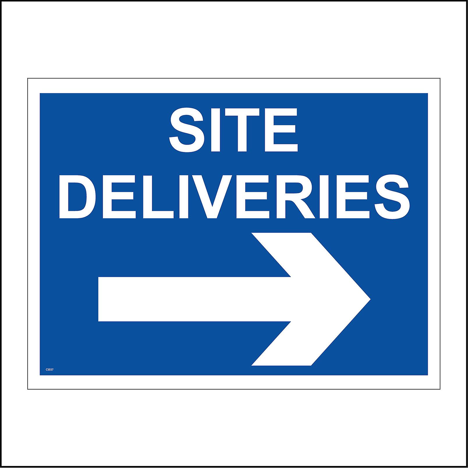 CS037 Site Deliveries Right Sign with Arrow Right