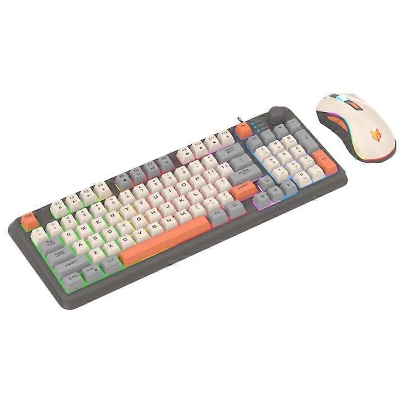 USB Gaming Keyboard and Mouse Combo Colorful Lighting 3 Color Matching Keycap
