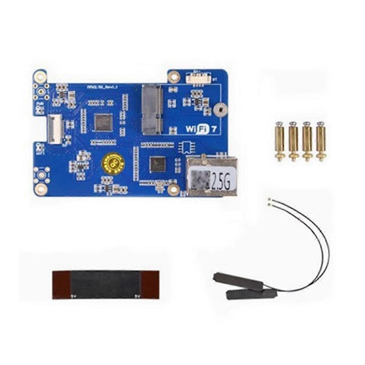 MPW2.5G for 5 Expansion Board PCIE to WiFi7 2.5G ETH HAT RTL8125 Support WiFi7 WiFi6 WiFi5 for RPI