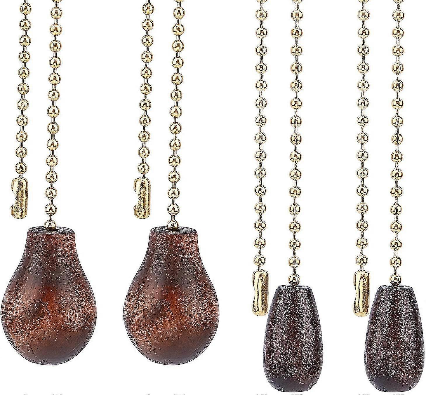 4pcs 2 Styles Ceiling Fan Chain Pulls Wooden Pull Chain Extension