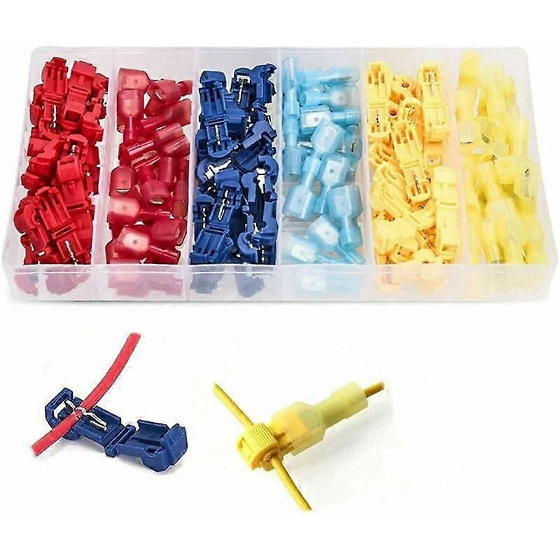 120 Pcs T-Tap Cable Connectors Self-Insulating Electrical Quick Release Wire Connectors with Storage Case