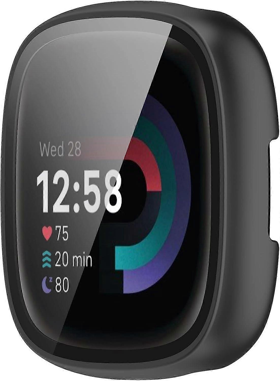 Protective Case Compatible With Fitbit Versa 4/Fitbit Sense 2, Silicone Shipping Case, Wltra-thin Portable Shockproof Black