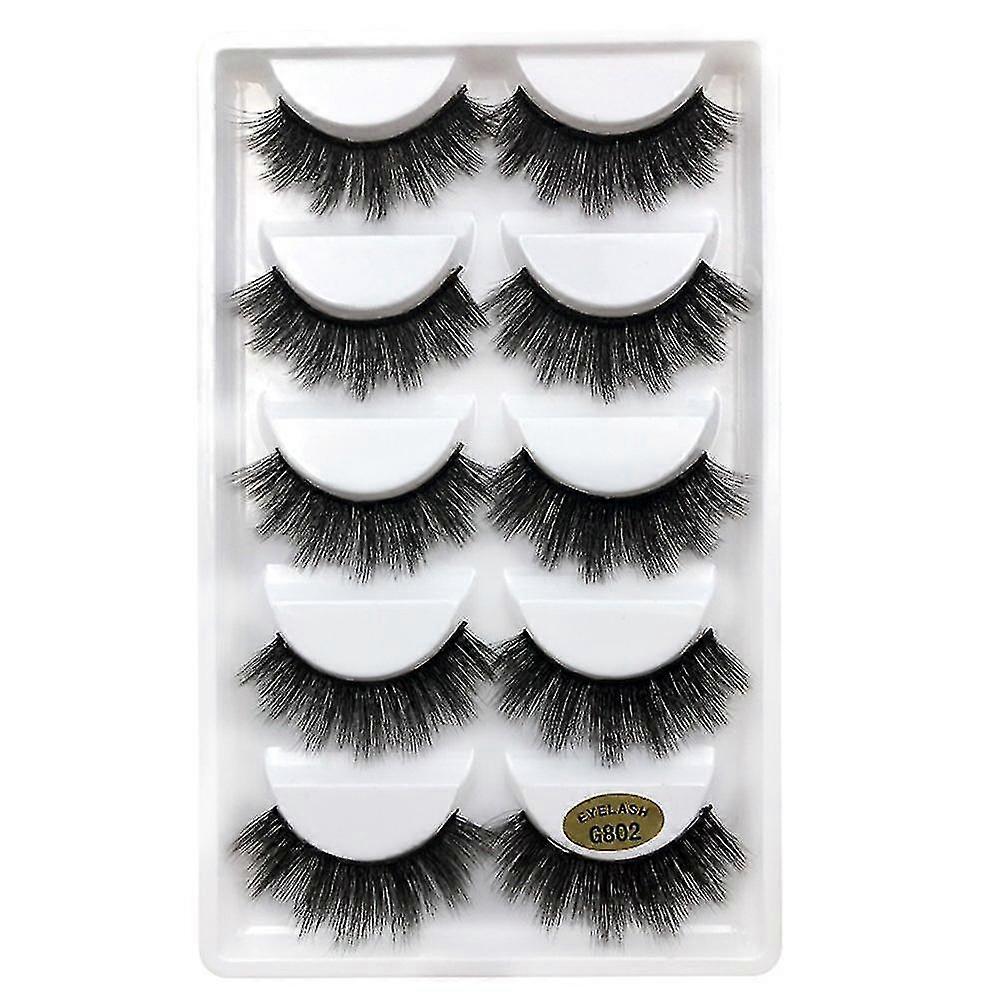 5 Pairs Of Reusable Thick 3d False Eyelashes Suitable For Beautiful Makeup