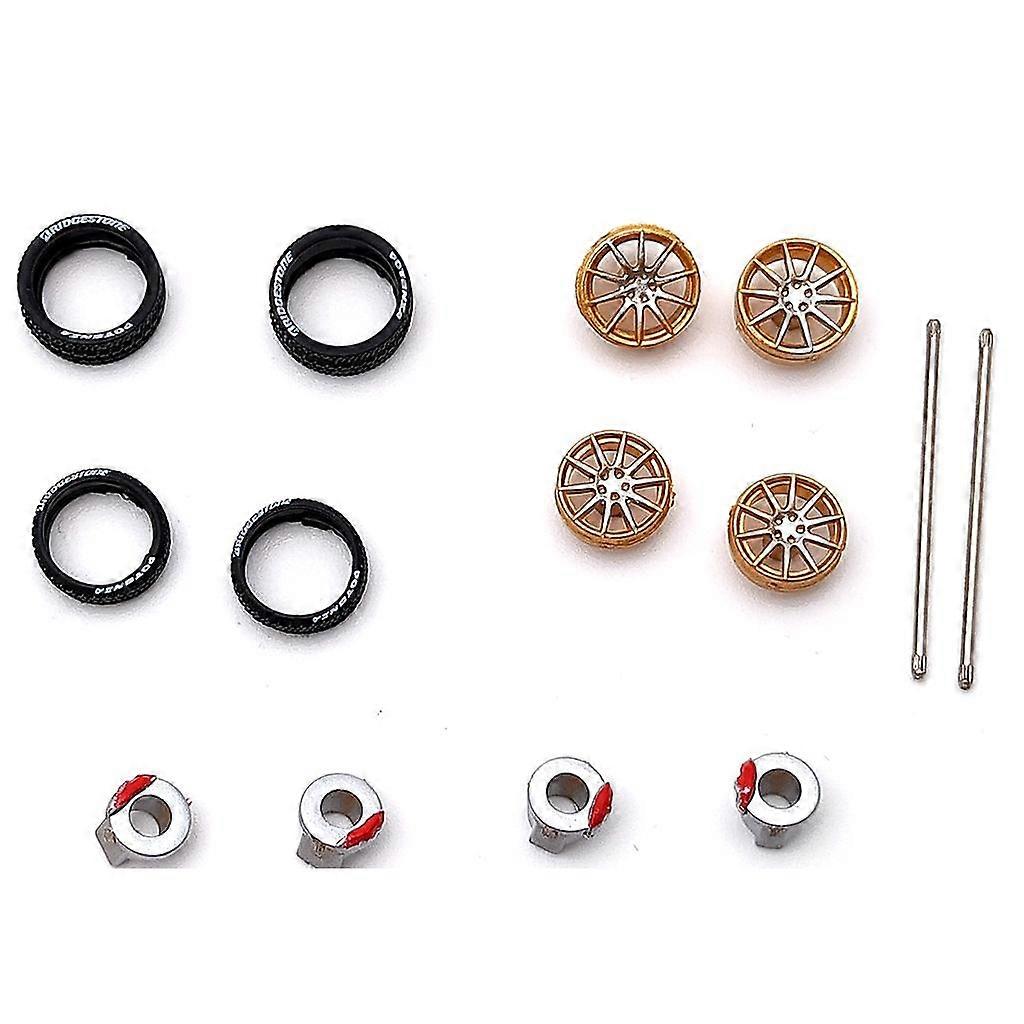 4x Set di 4 pneumatici per ruote in gomma in scala 1:64 per Tomica Hotwheels Parts Silver -A