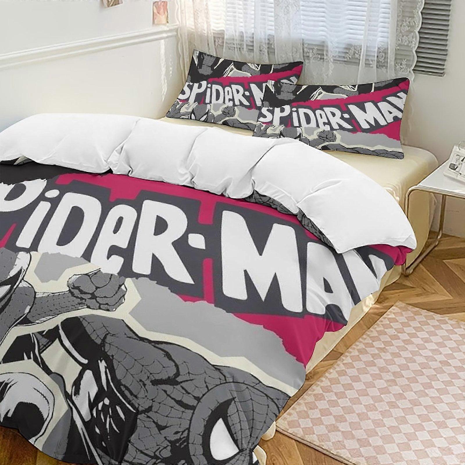 Zm599 Spider-Man 3-Piece Twin Bed Set - Includes 1 Single Quilt And 2 Pillow Cases Bedding - Fade Resistant Microfiber Lc599