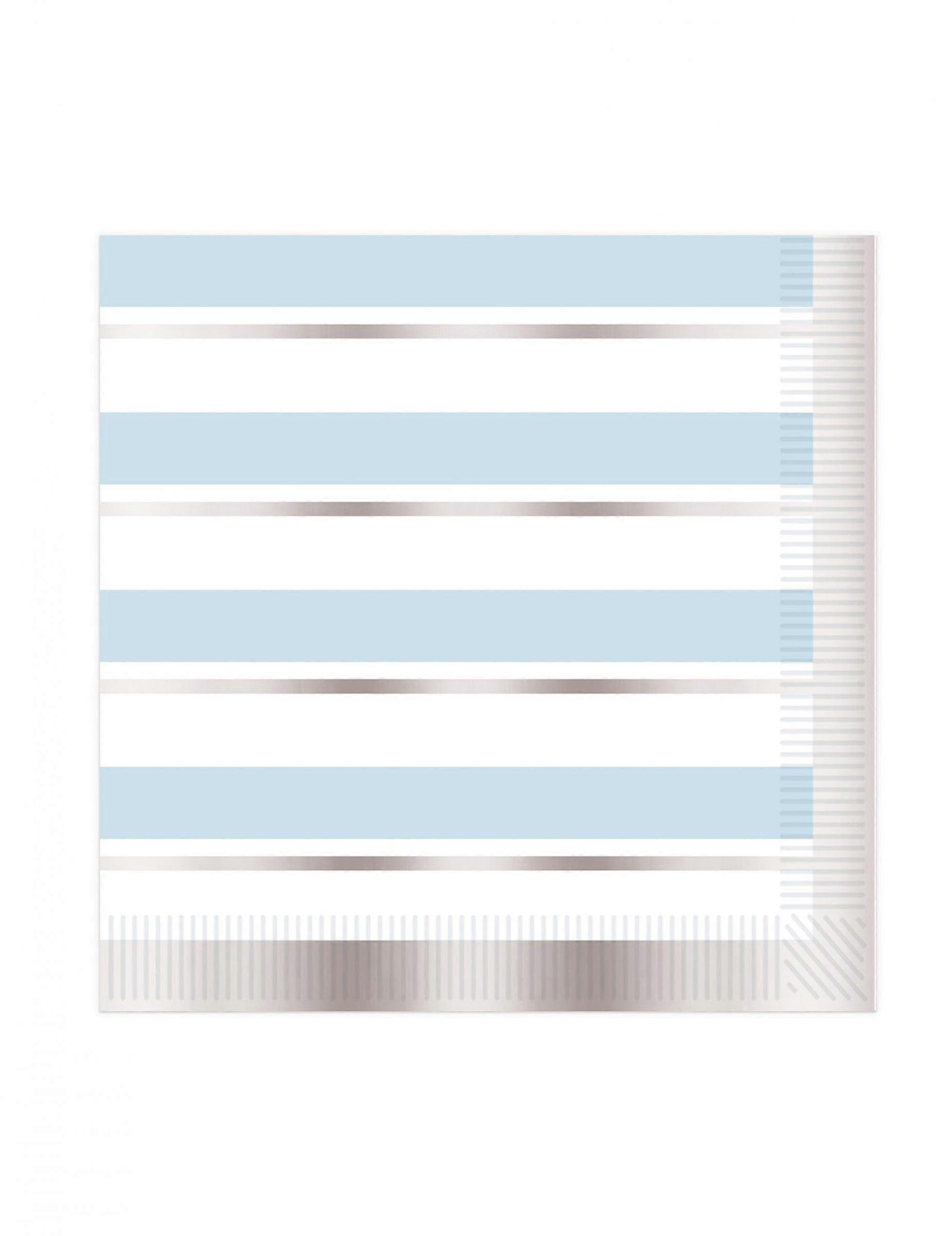 16 Serviettes en papier rayures bleues et blanches 33 x 33 cm