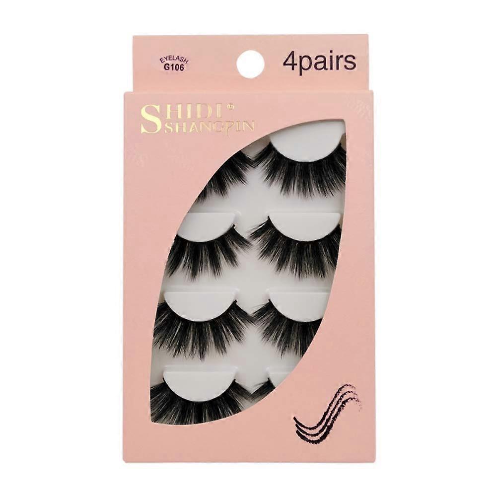 4 Pairs 3D Watermane False Eyelashes Invisible Reusable Black,G106