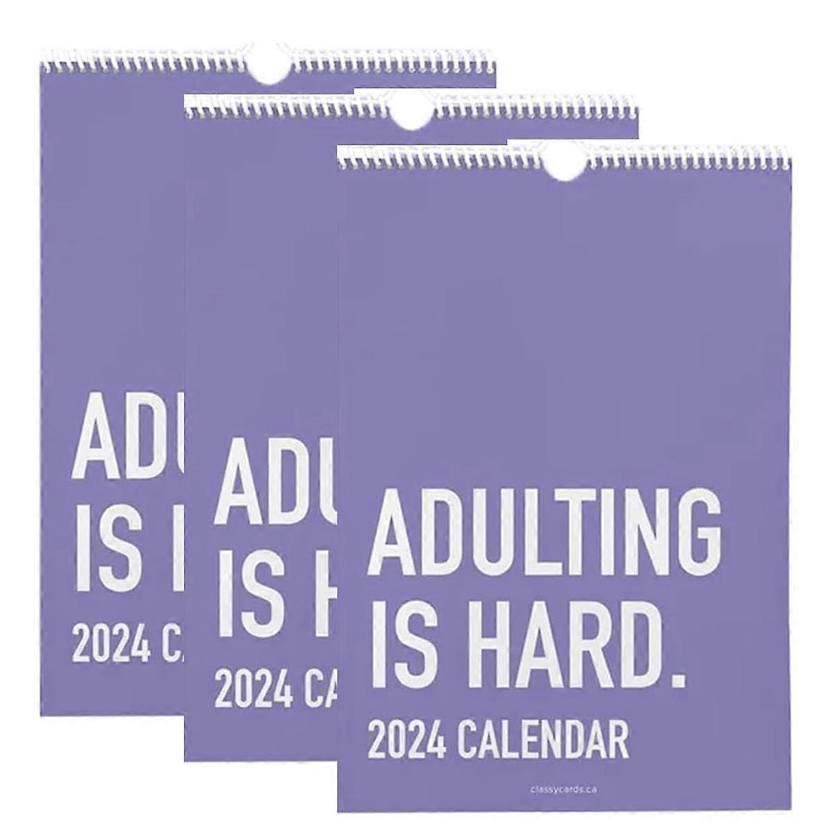 3PCS Adulting is Hard 2024 Calendar, 2024 Monthly Inspirational Wall Calendar for Adults, Planners