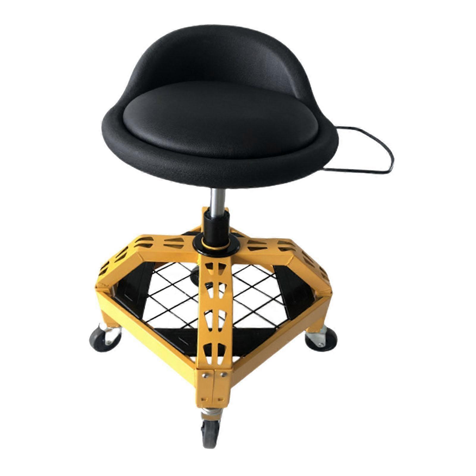 Rolling Shop Stool with Back Support with Wheels Professional Workshop Stool