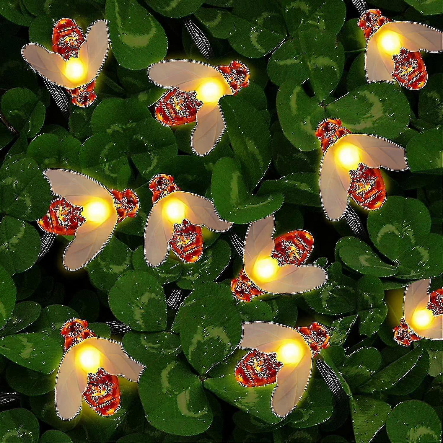 ソーラーLEDビーフェアリーライト、30個のLEDウォームホワイト屋外防水ライト