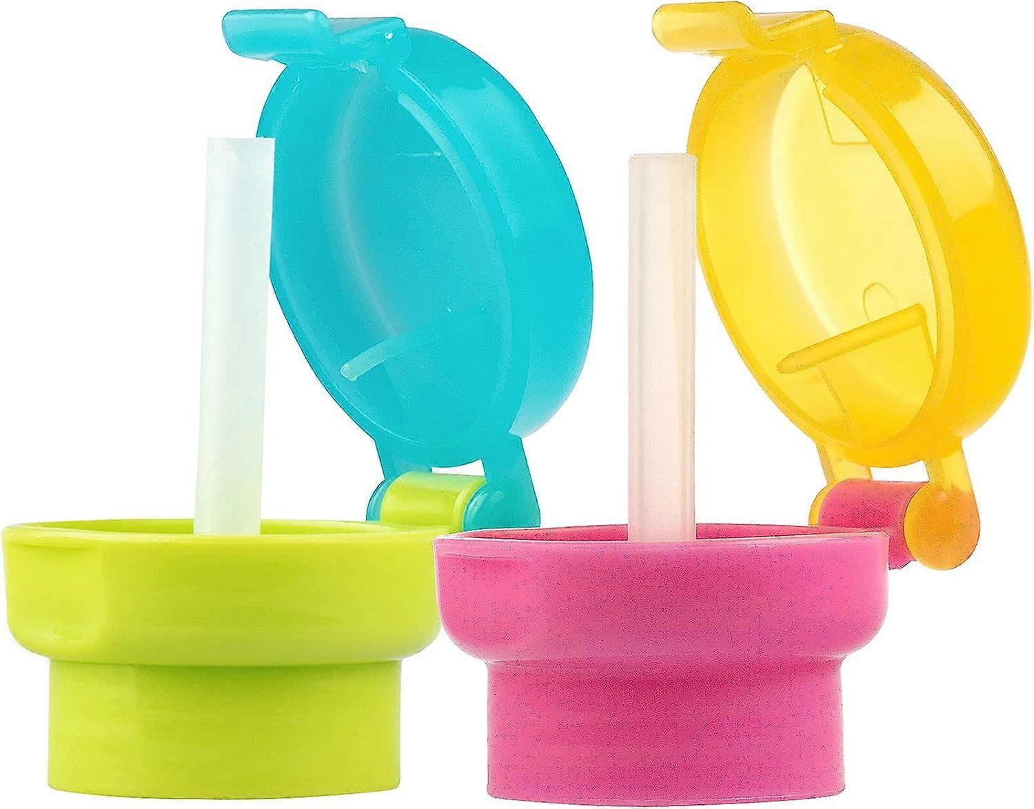 Portable Spill Proof Bottle Cap, Twist Cover Cap with Safe Drink Straw (2 Pack)