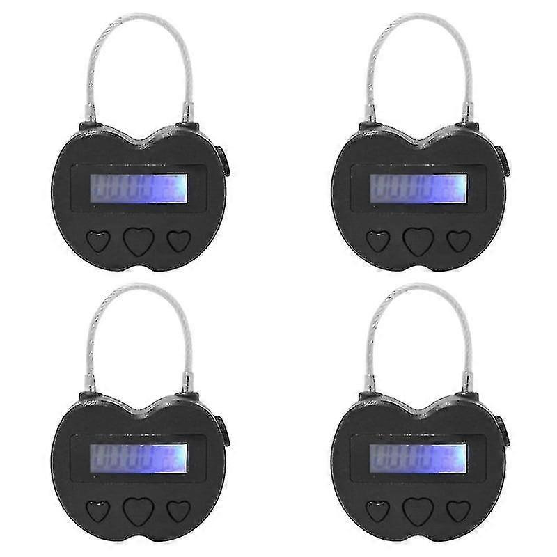 4x Smart Time Lock Lcd Display Time Lock Multifunction Travel Electronic Timer,usb Rechargeable Temporary Timer Padlock