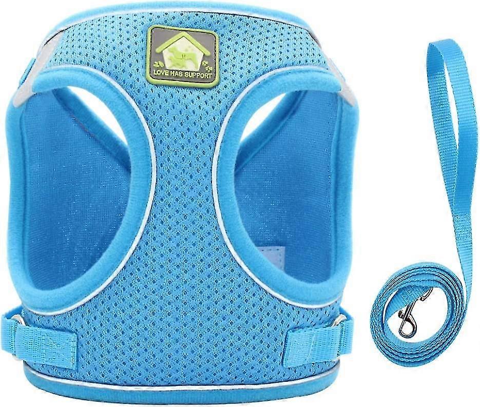 Small Dog Cat Harness Adjustable Reflective Soft Mesh Jacket Set Puppy Vest And Leash