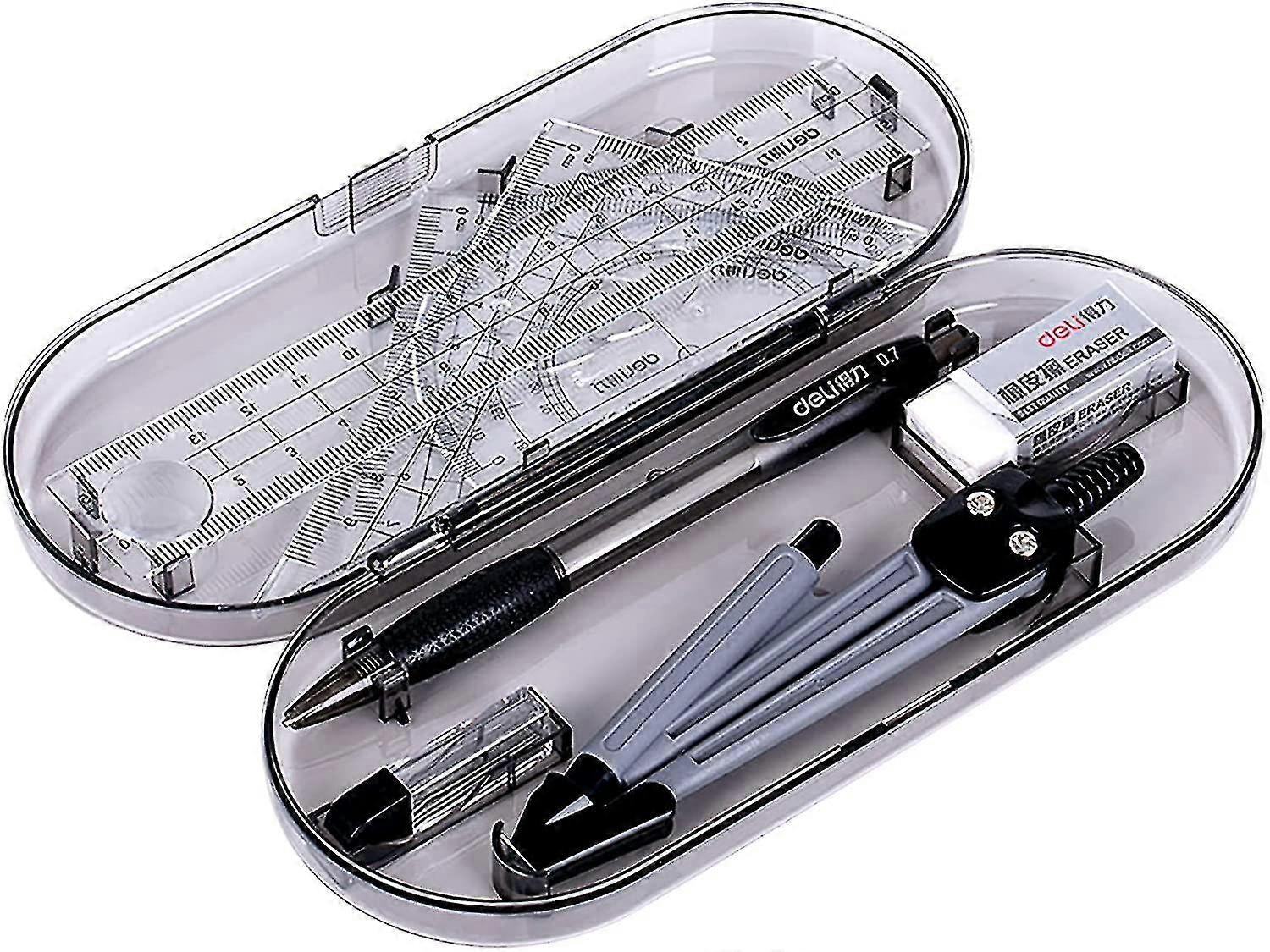 Bailinks Compass And Protractor Set,8 Pcs Math Geometry Kit Set School Learning Tool Including Ruler, Protractor, Compass, Pencil Lead, Mechanical Pen