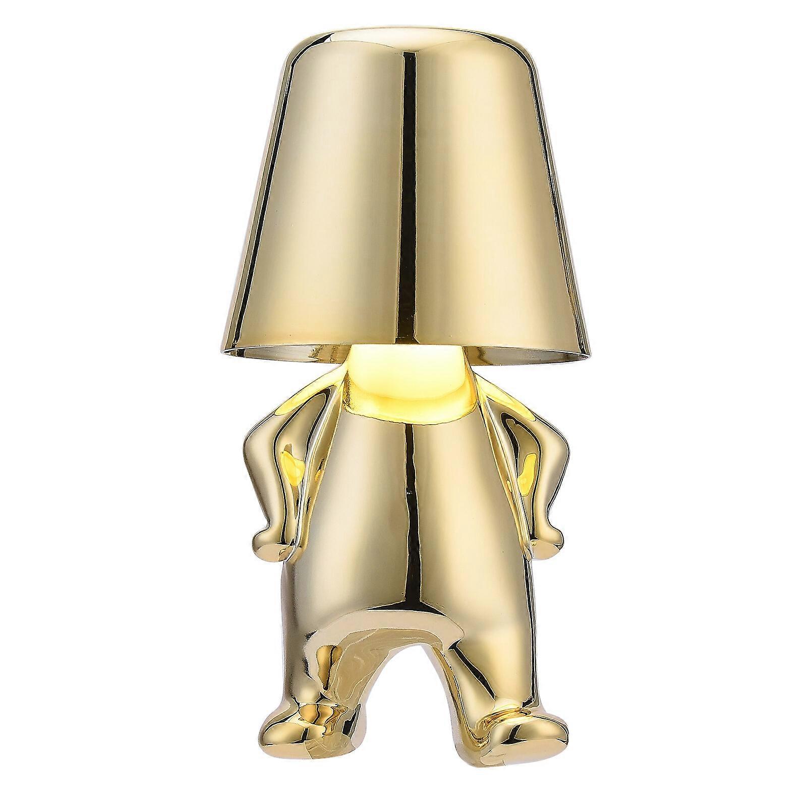 Bedside Touch Control Table Lamp, Gold Decor Thinking Statue LED Table Lamp,100% New