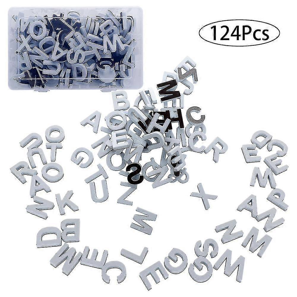 124 Stück Kühlschrank Magnetbuchstaben Geschenkset Schwarzes Alphabet Magnete mit Tragebox Weiß