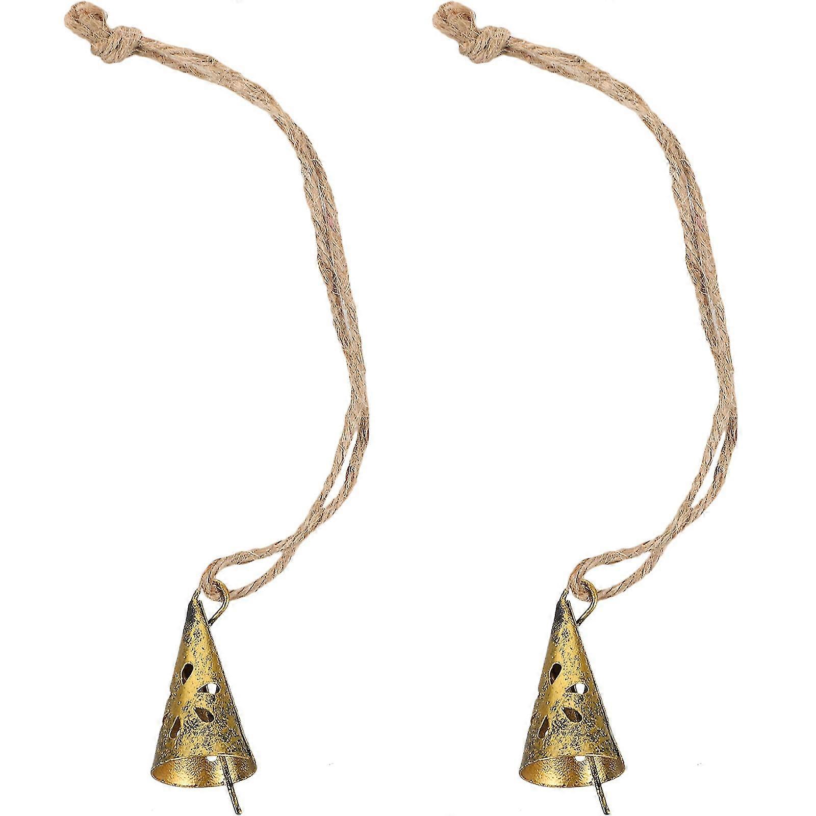 2pcs Vintage Creux Suspendu Cloches Party Tree Pendentif Cône Circulaire Cloches