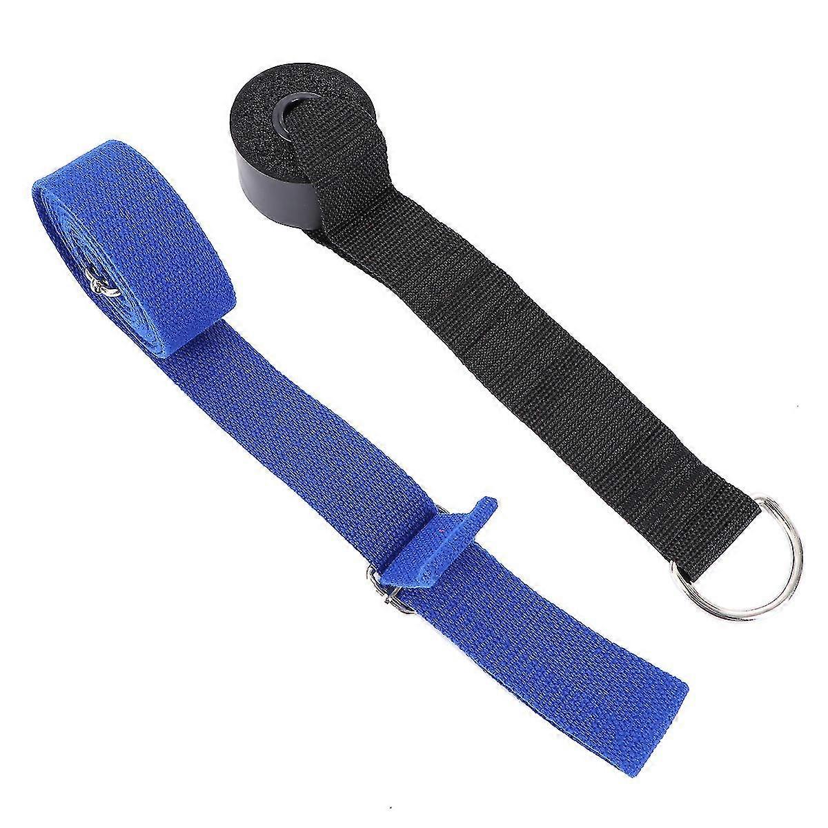 耐久性のあるヨガストラップコットンエクササイズストラップヨガストレッチ一般フィットネス(ディープブルー)-FCY