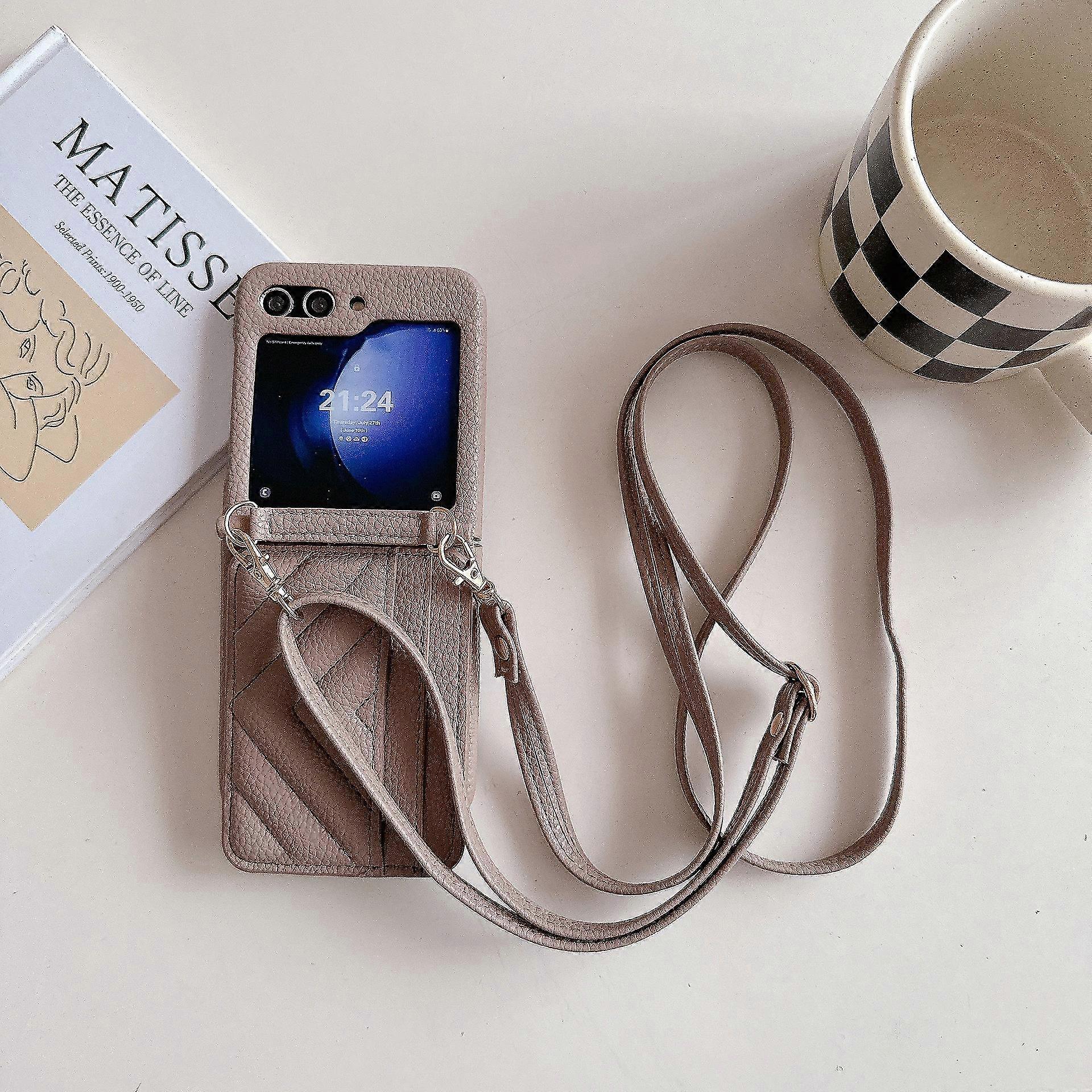 Crossbody Wallet Case for Samsung Galaxy Z Flip6,phone case with card slot, lanyard can be adjusted and removed, pu leather phone case