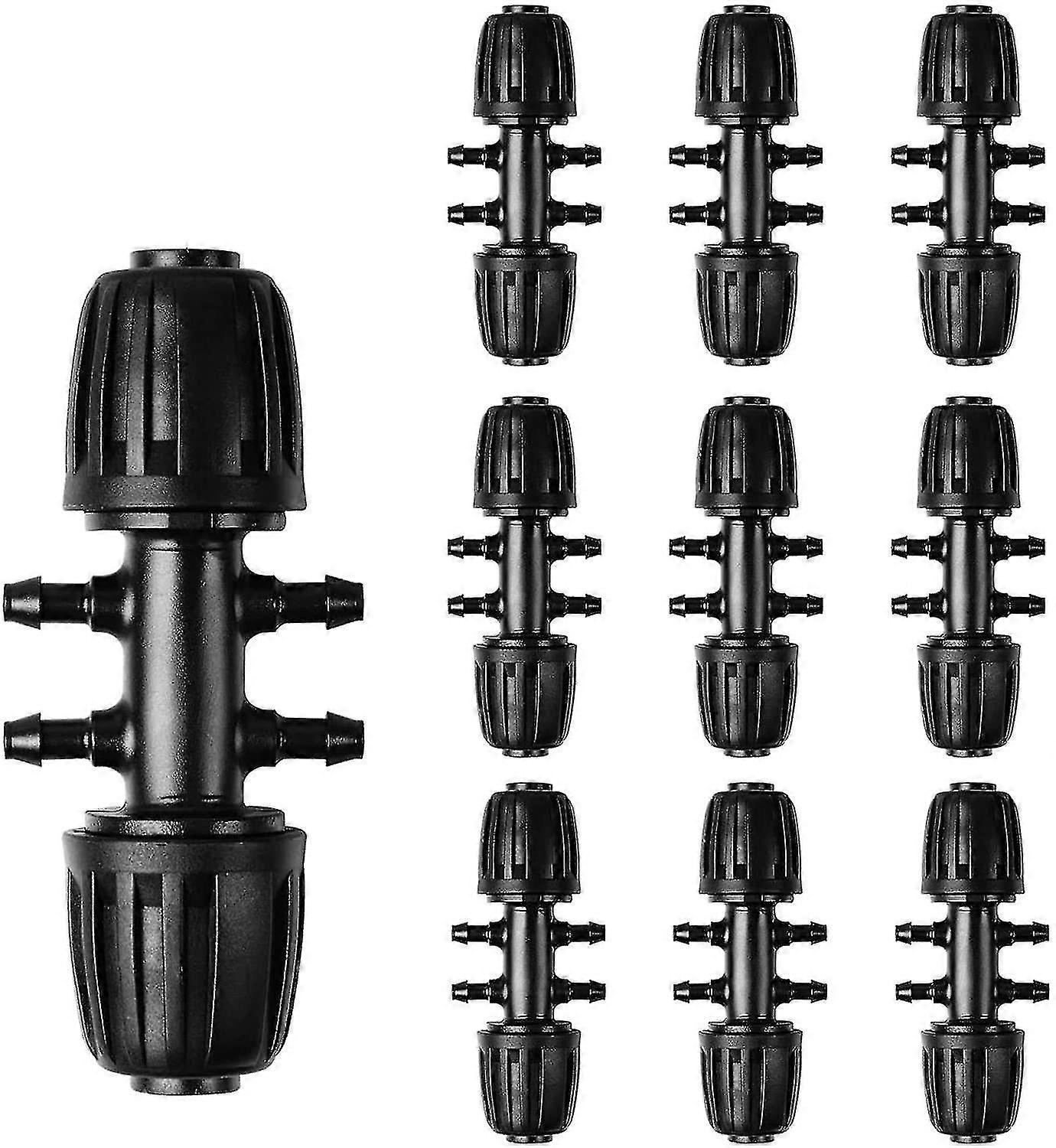 Barbed Tee Joint Drip Irrigation, Irrigation Pipe Anti-drop Premium Fittings (black-10pcs)