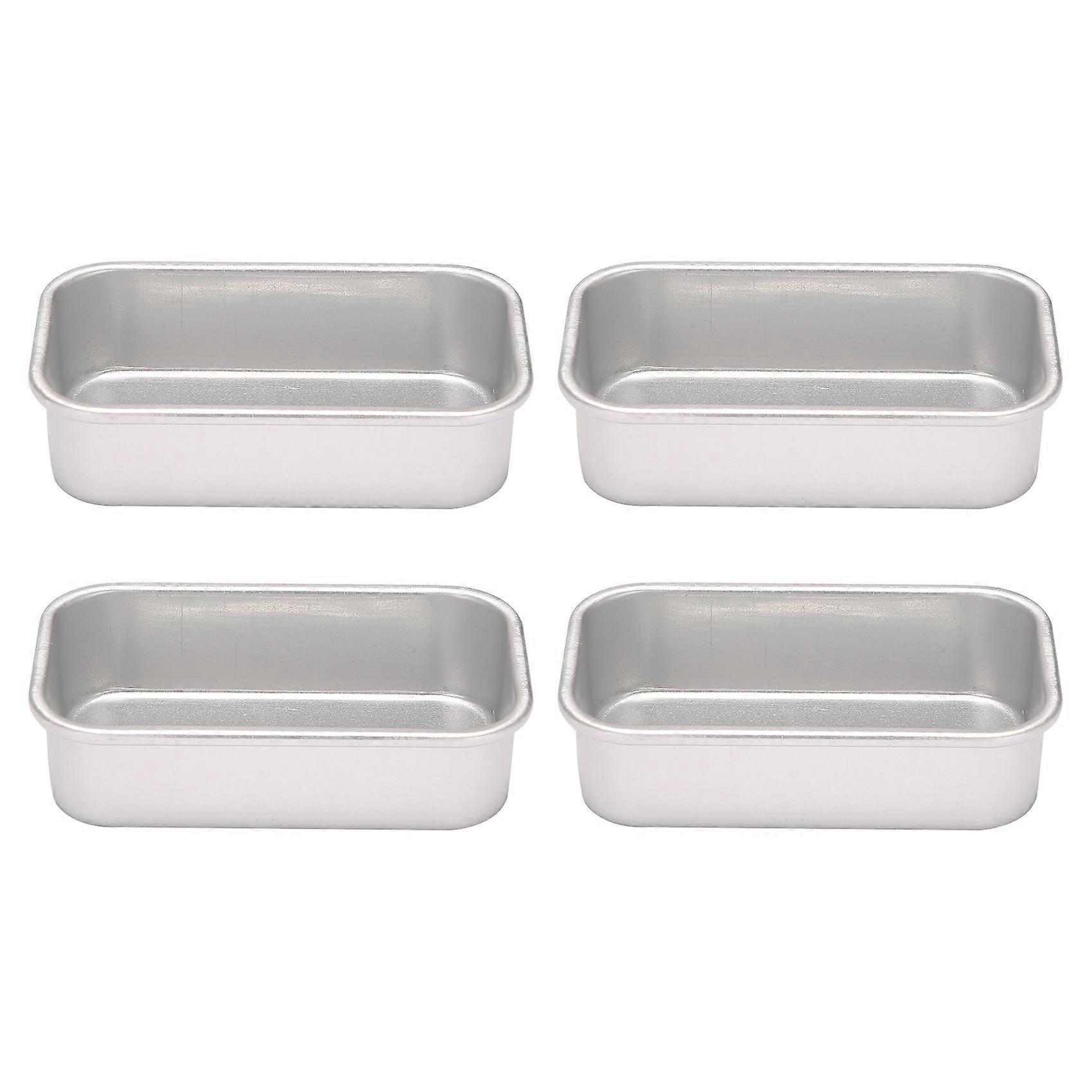 4Pcs Aluminum Alloy Loaf Tin Rectangular Non-Stick Bread Mould Bread Loaf Pans Kitchen Dining Bar S