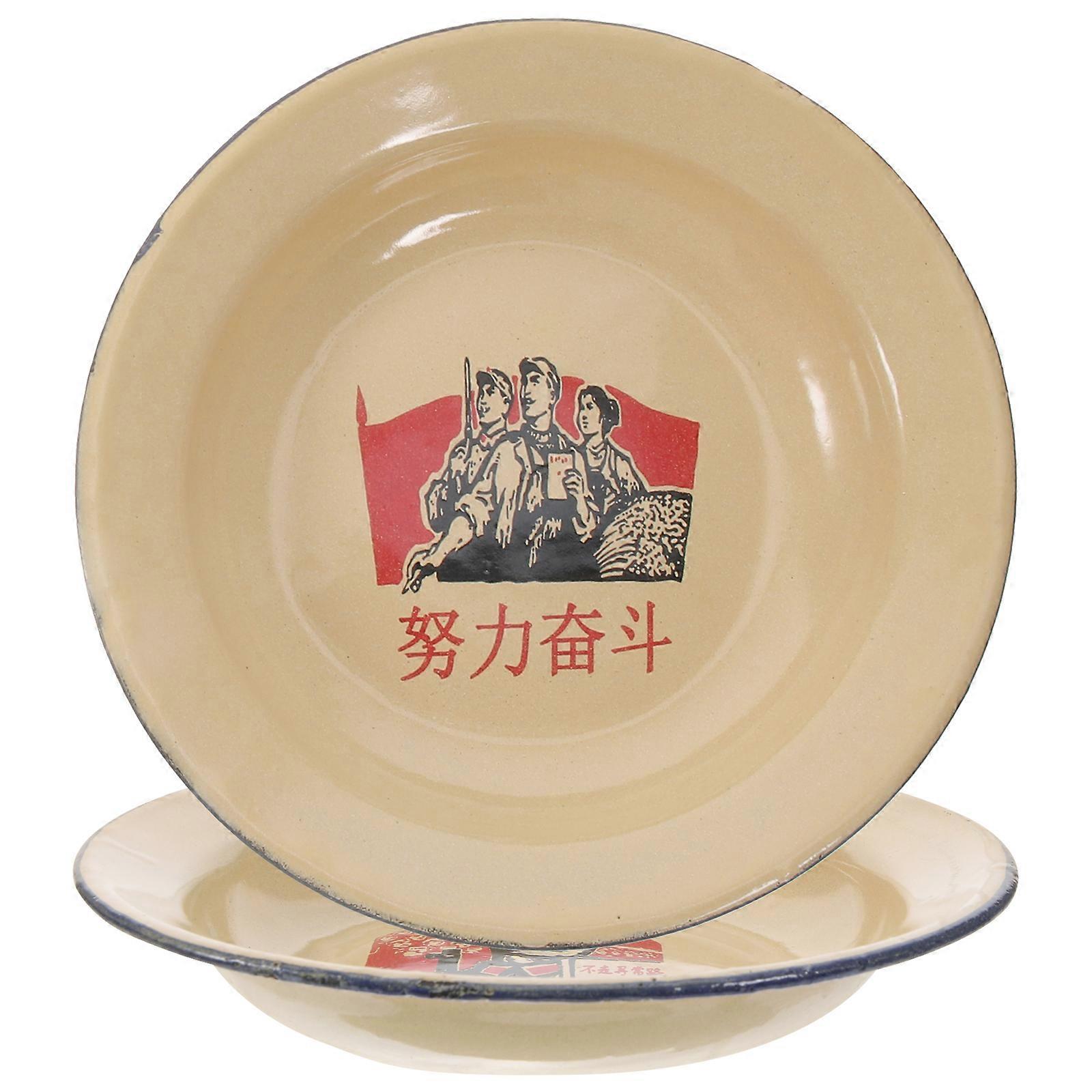 2pcs  Retro Enamelware Appetizer Serving Trays Appetizer Trays Mini Plates For Appetizers