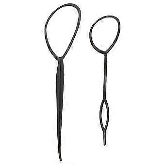 2 Stück Topsy Tail Hair Styler Frisur Hair Twister Snare Loop Schwarz TW