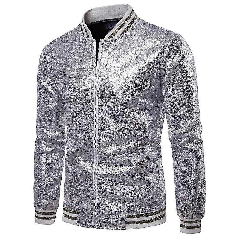 Men's sequined jacket Solid color sequined men's jacket