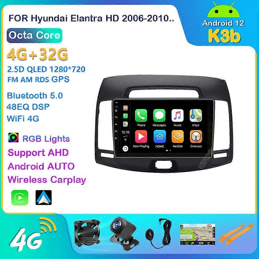4+64G dsp Octa core Car Radio Multimedia 2 din android 12 Video Player Navigation GPS Carplay For Hyundai Elantra HD 2006-2010