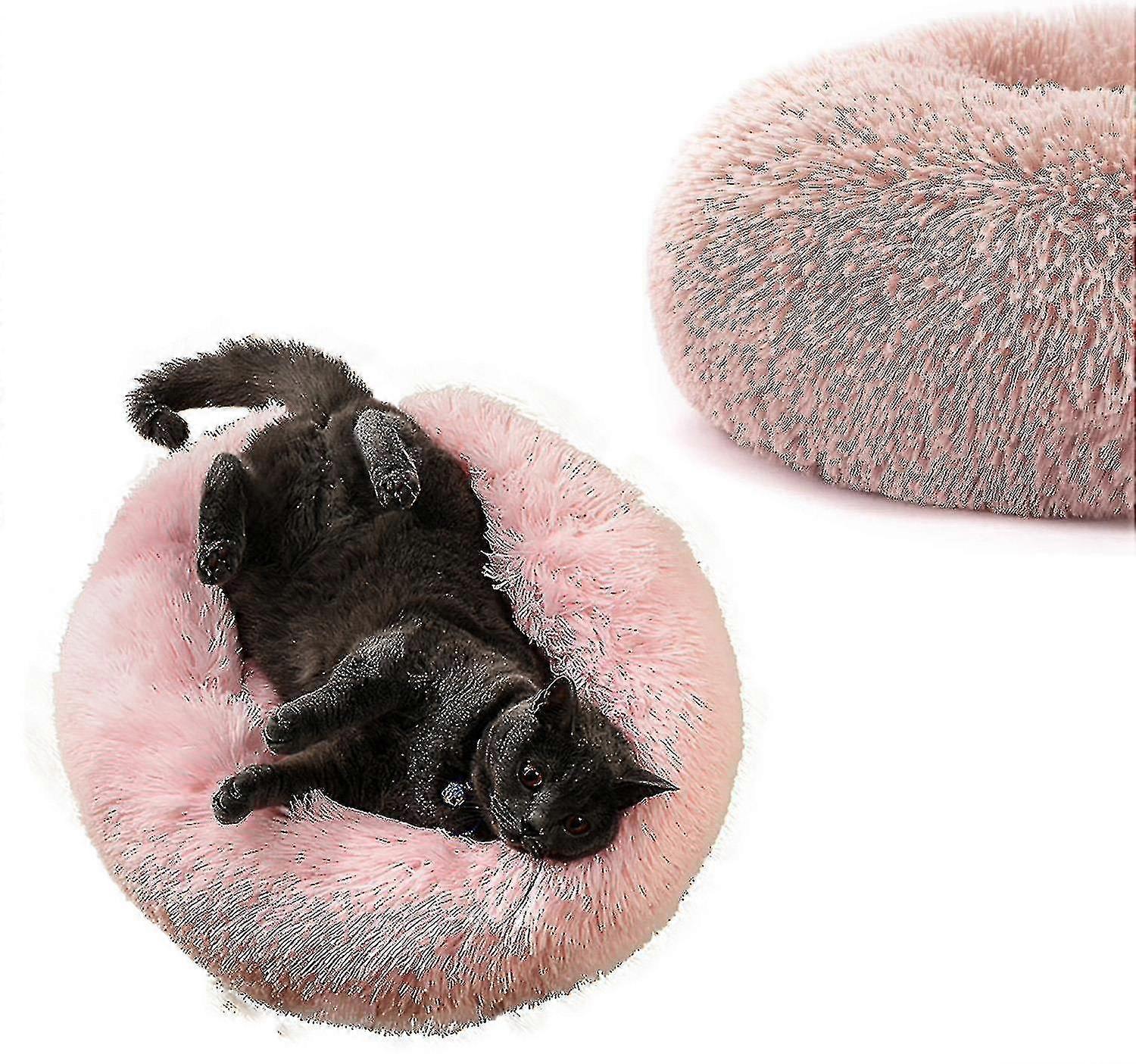 Washable Calming Comfy Donut Style Plush Pet Cat Or Dog Bed