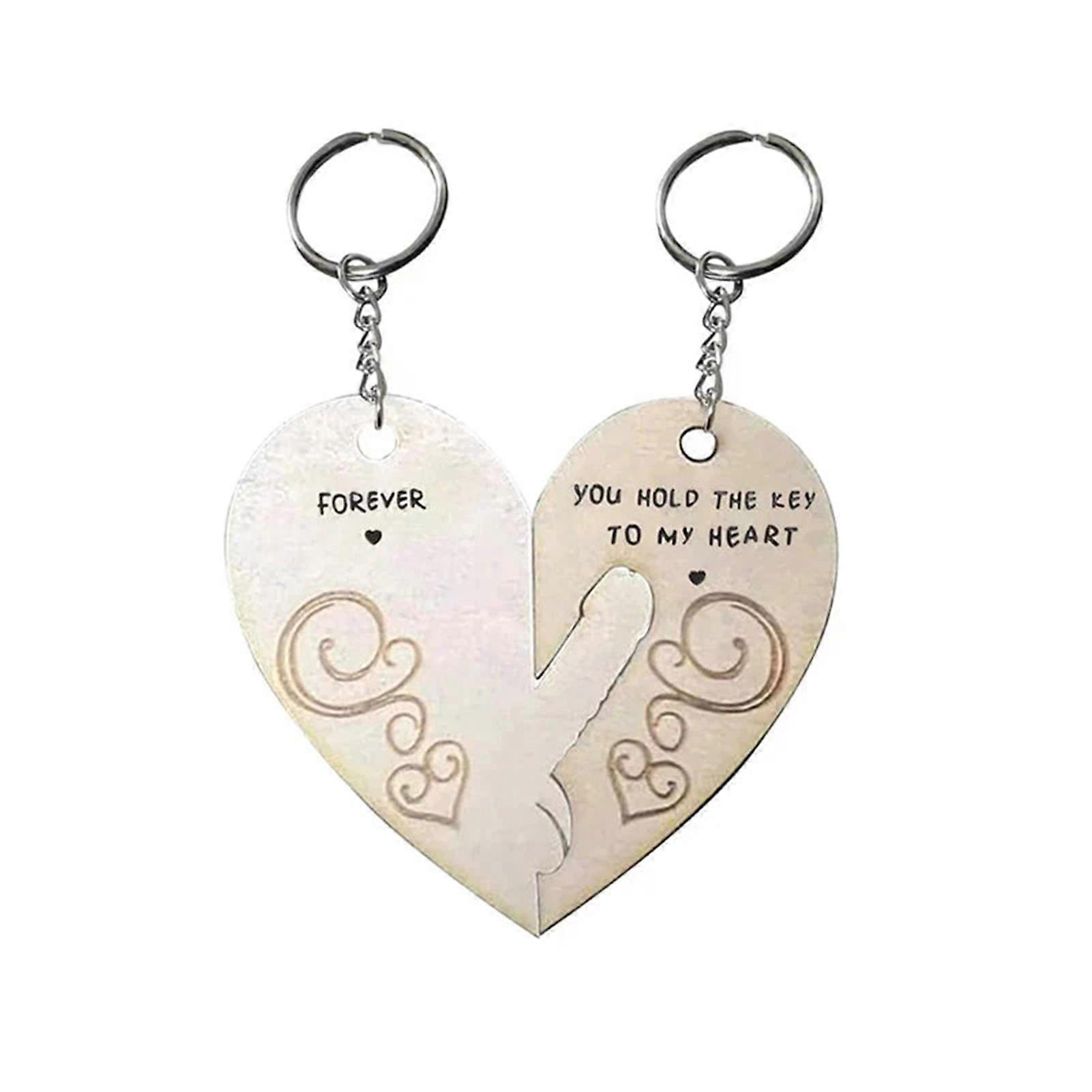 2Pcs Keychain Pendants Smooth Edge Lightweight Girlfriend Boyfriend Heart Matching Forever Couple Key Ring Decorations Jikaix