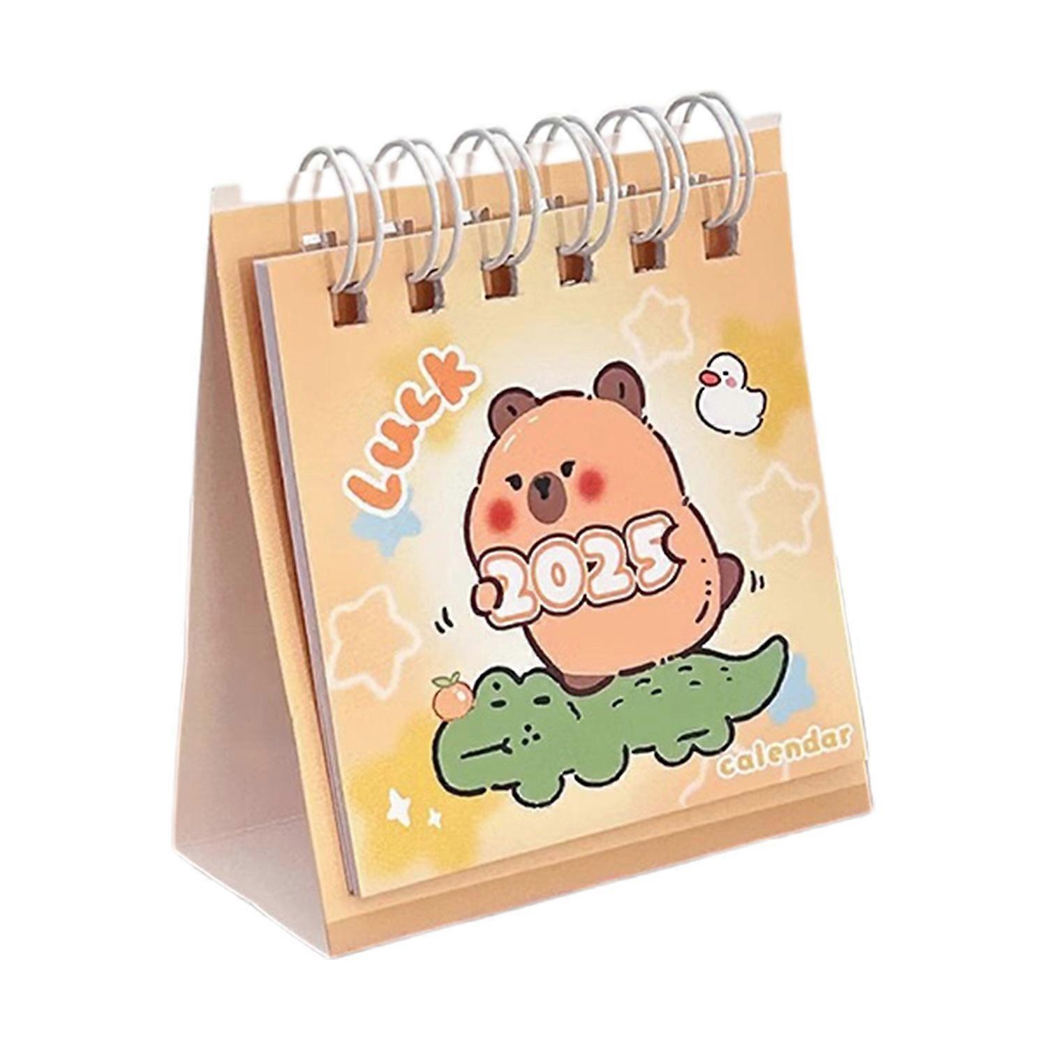 2025 Mini Desk Calendar Cartoon Monthly Planner Calendar Aug. 2024 to Dec. 2025 Calendar for Home