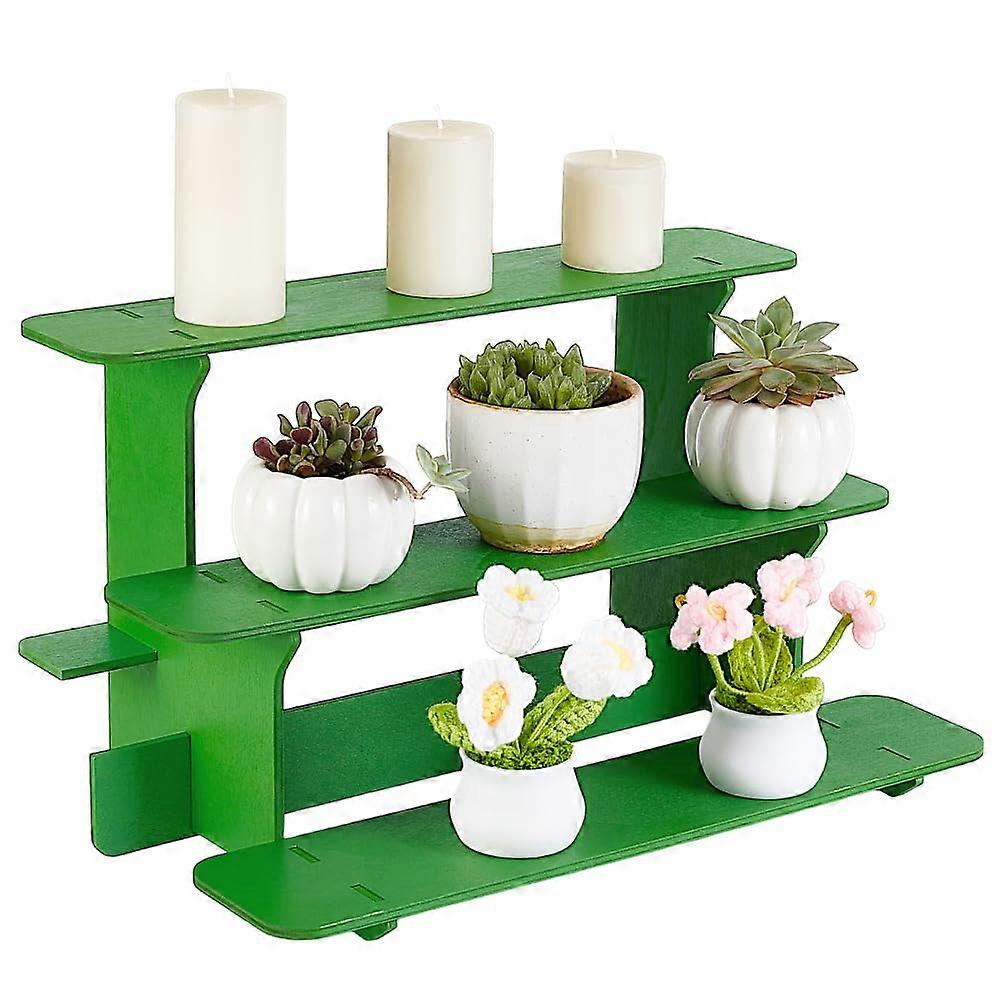 Wooden Display Shelf with 3 Tiers Straight Retail Table Display Stand with Shelves Wooden Dice Organizer Display Rack for Counter Craft Shows Farmers